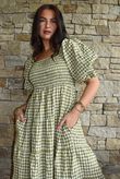 Nonni Gingham Darling Dress Olive